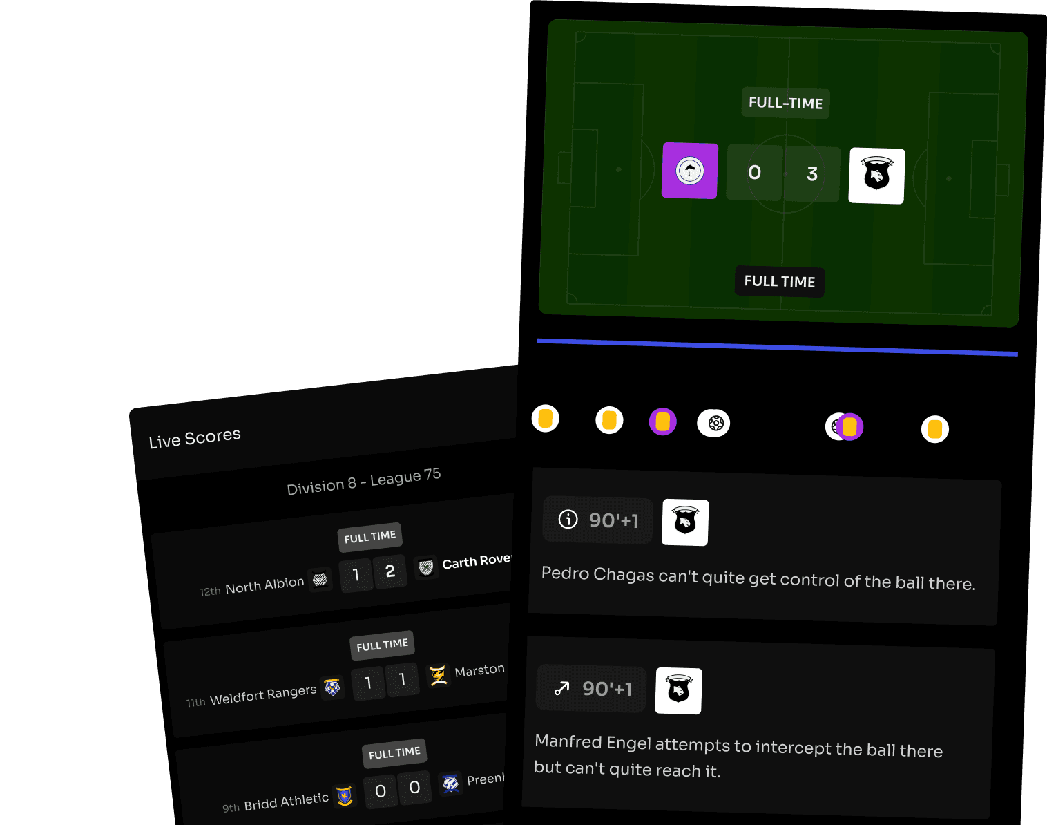 Footium online multiplayer gameplay showing players competing in real-time matches